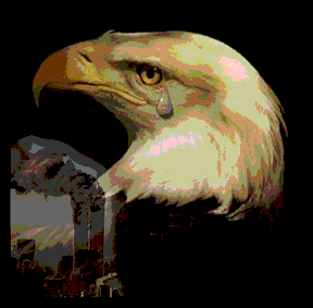 The National Emblem sheds a tear for those who died on Tuesday 11 Sep 01